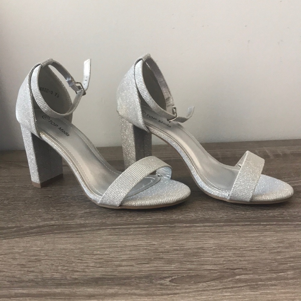 Shiny Silver 3 inch heels